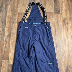 Vintage Spyder Snow Pants Bib Girls Size 20 Blue Skiing Winter Windbreaker 3763